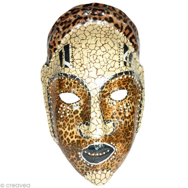 Masque en papier mâché Africain 29,5 x 19,5 cm - Photo n°2