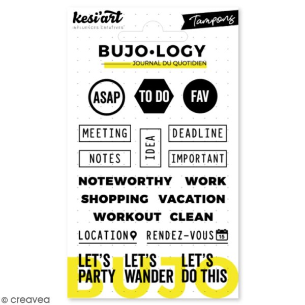 Tampon transparent pour bullet journal - Bujo Logy - Notes - 19 pcs - Photo n°1