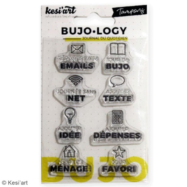 Tampon transparent pour bullet journal - Bujo Logy - Icônes et notes - 8 pcs - Photo n°2