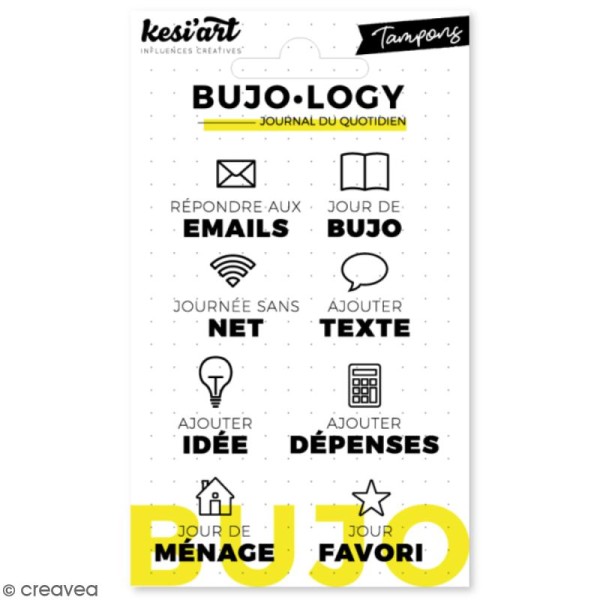 Tampon transparent pour bullet journal - Bujo Logy - Icônes et notes - 8 pcs - Photo n°1
