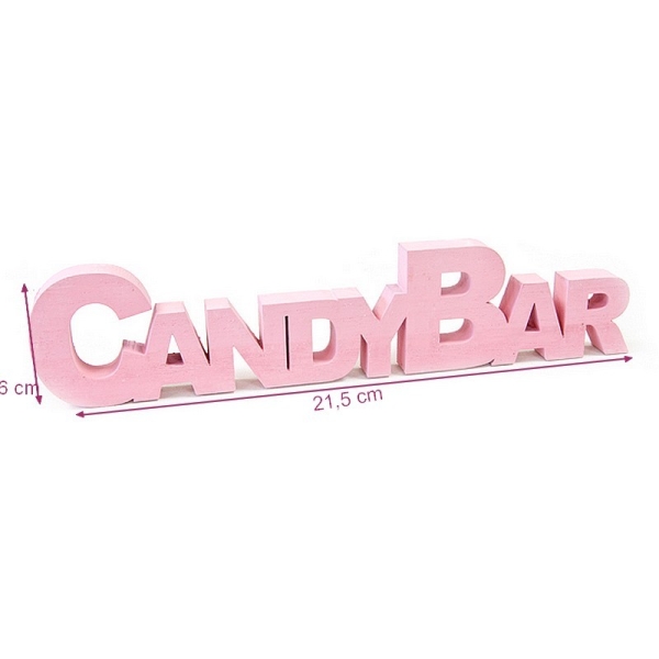 Décoration de table CandyBar en bois Rose, 21x 1,5x 6 cm, pour baby shower, mariage, bar à bonbons - Photo n°2