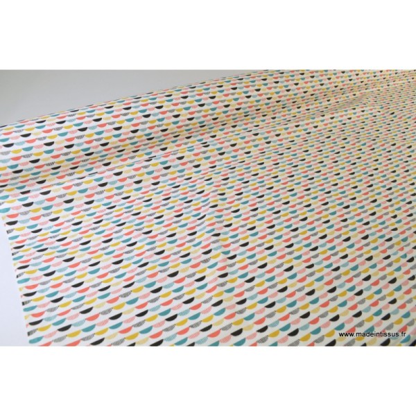Tissu cretonne coton imprimé graphique multicouleurs - Oeko tex - Photo n°3