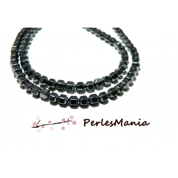 1 fil d'environ 100 perles Hématite Hexagone 4mm GRIS metallisé H80012A - Photo n°1