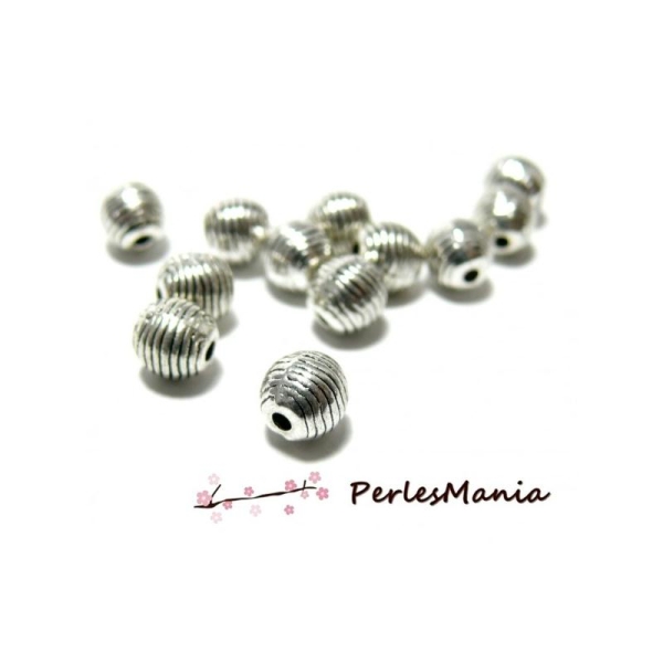 40 perles intercalaire rayures horizontale Vieil argent ref43 - Photo n°1