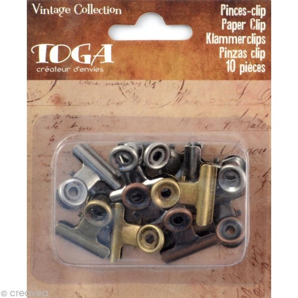 Pince clip métal pour scrapbooking Vintage x 10 - Photo n°1