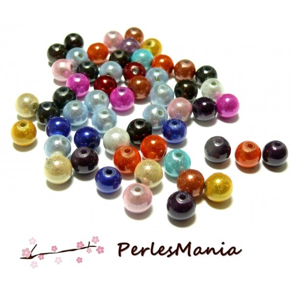 PAX 50 PERLES ILLUSIONS MAGIQUES MIRACLE MULTICOLORES 8mm H119284 - Photo n°1
