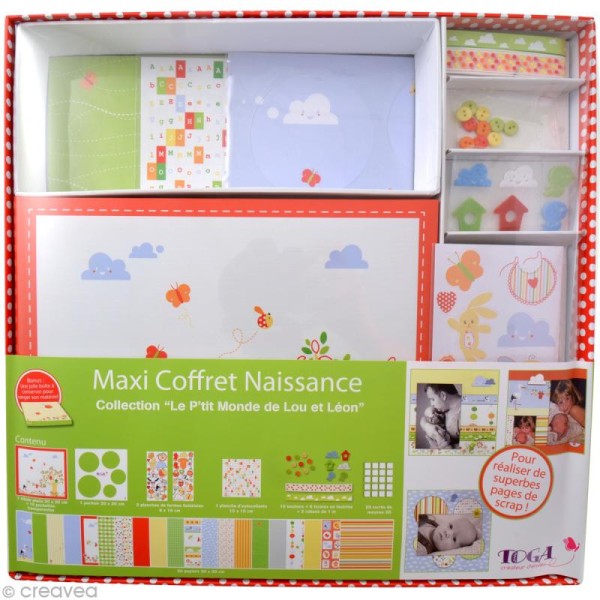 Maxi kit scrapbooking Naissance Lou et Léon - Photo n°1