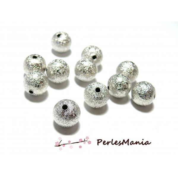 PAX 50 perles intercalaires 8mm P11225 stardust granitees paillettes ARGENT PLATINE - Photo n°1