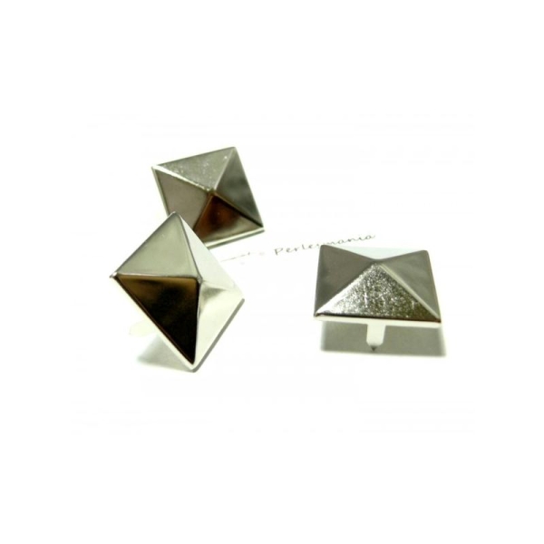 10 clous rivet XXL 20mm pyramide carré à 4 griffes ARGENT PLATINE - Photo n°1
