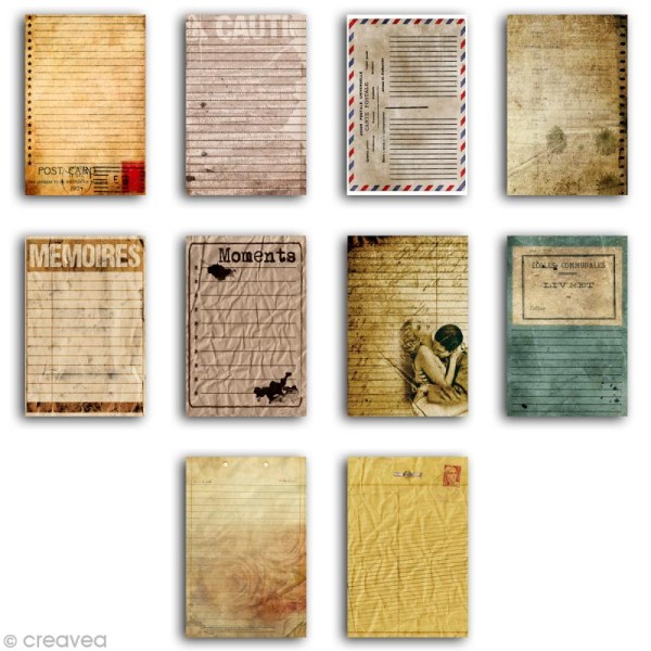 Mini bloc papier Journaling Vintage 7,5 x 12,7 cm - 20 feuillets - Photo n°2