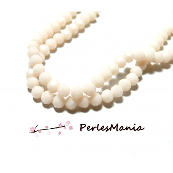 1 fil d'environ 100 perles RONDES à facettes en verre 4mm Rose Pale H166402D - Photo n°1