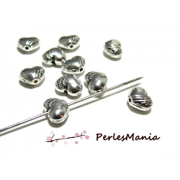 PAX 50 perles plates intercalaire Coeur S11100885 - Photo n°1