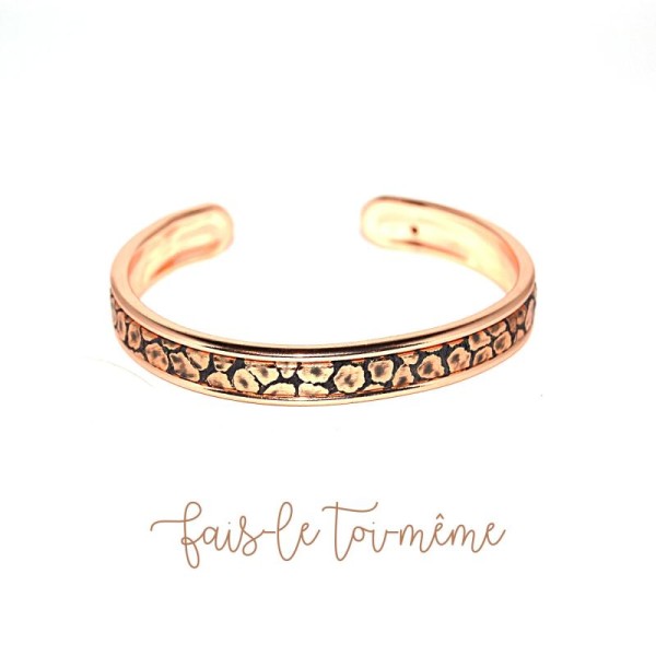Bracelet esclave 5 mm cuir écaillé rose gold - Photo n°1