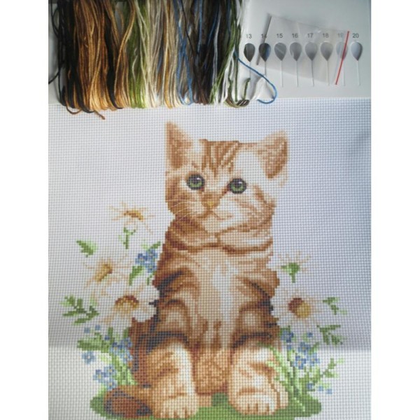 1 Kit Broderie Chat 22x20 cm - Photo n°2