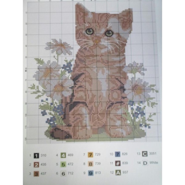 1 Kit Broderie Chat 22x20 cm - Photo n°3