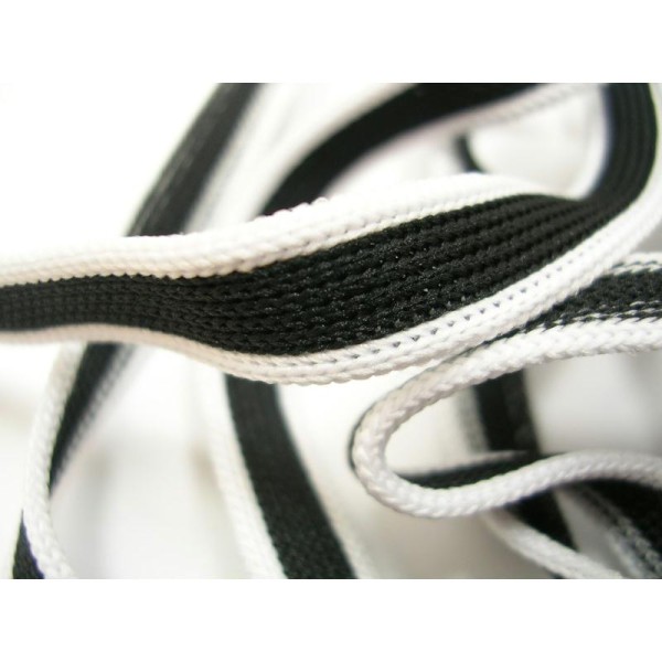 RUBAN COTON : bicolore noir/blanc largeur 9mm longueur 100cm - Photo n°1