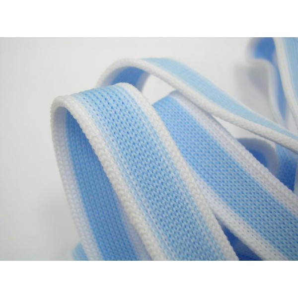 RUBAN COTON : bicolore bleu/blanc largeur 13mm longueur 100cm - Photo n°1