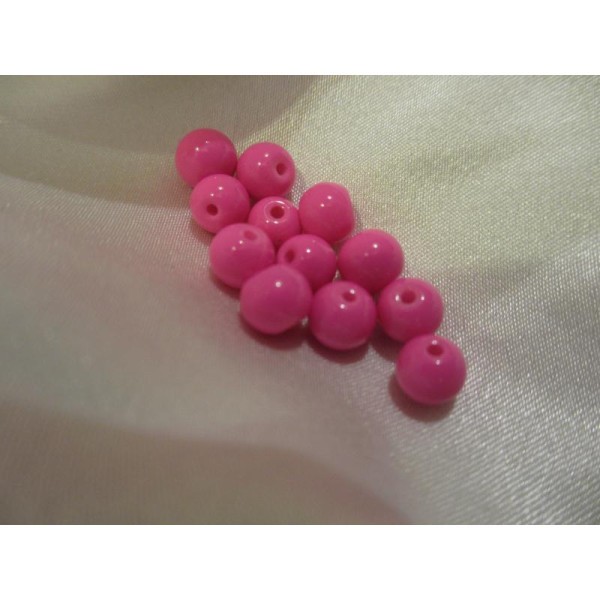 Lot de 150 petites perles  en verre, rose fuchsia - Photo n°2