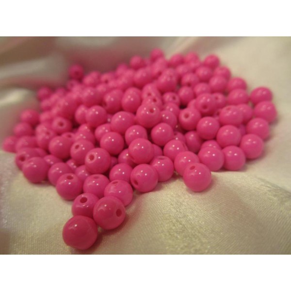 Lot de 150 petites perles  en verre, rose fuchsia - Photo n°3