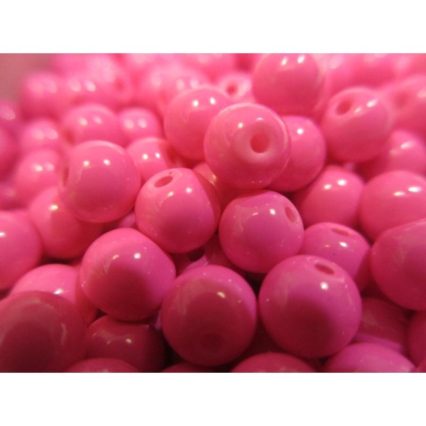 Lot de 150 petites perles  en verre, rose fuchsia - Photo n°1