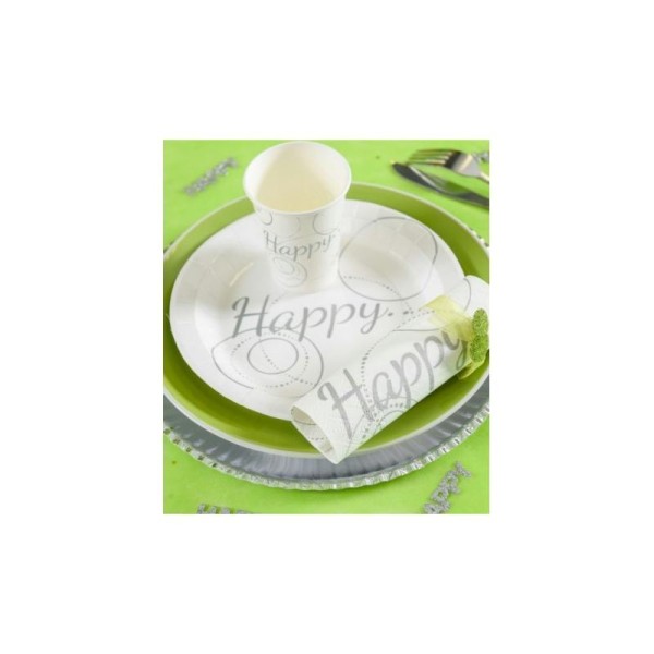 Assiettes Happy carton Blanc 22.5 cm les 10 - Photo n°1