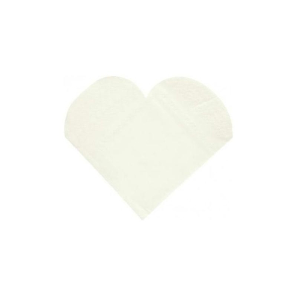 Serviettes de Table Coeur Blanc les 20 - Photo n°1