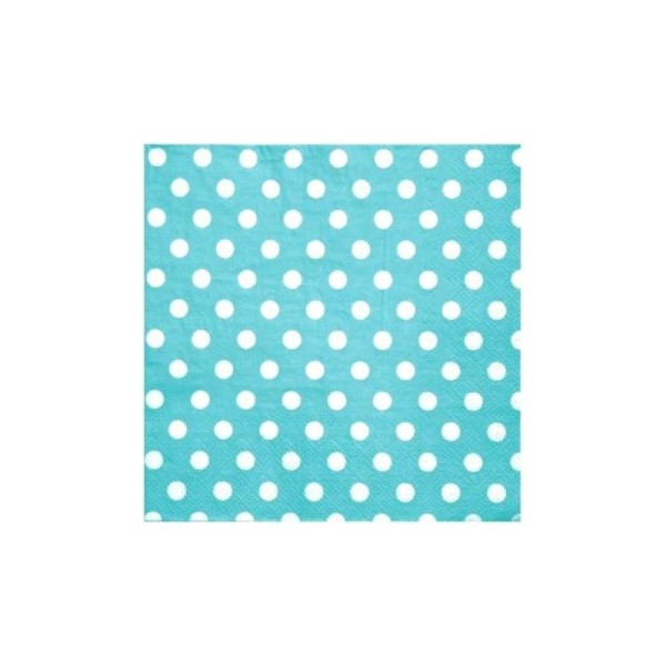 Serviettes de table couleur à  pois en papier les 20 COULEUR:Turquoise - Photo n°1