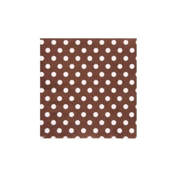 Serviettes de table couleur à  pois en papier les 20 COULEUR:Chocolat - Photo n°1
