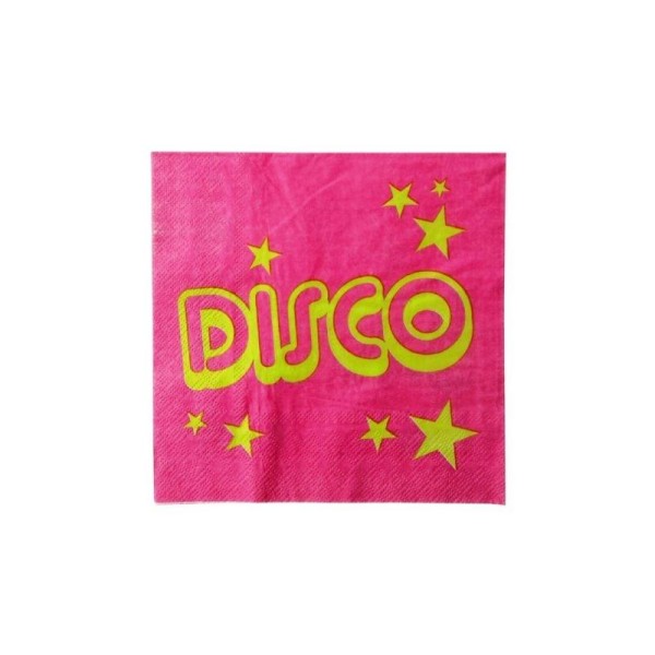 Serviettes de table disco fuchsia papier les 10 - Photo n°1