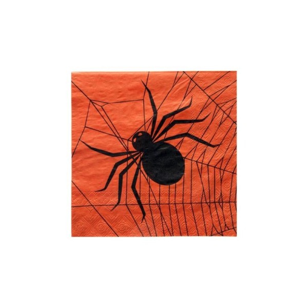 Serviettes de table araignée Halloween papier les 20 - Photo n°1