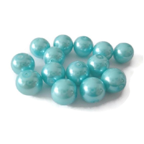 10 Perles Bleu Nacré En Verre 10Mm - Photo n°1