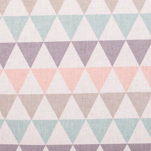 Tissu coton triangles - Rose, vert, taupe & gris - Photo n°1