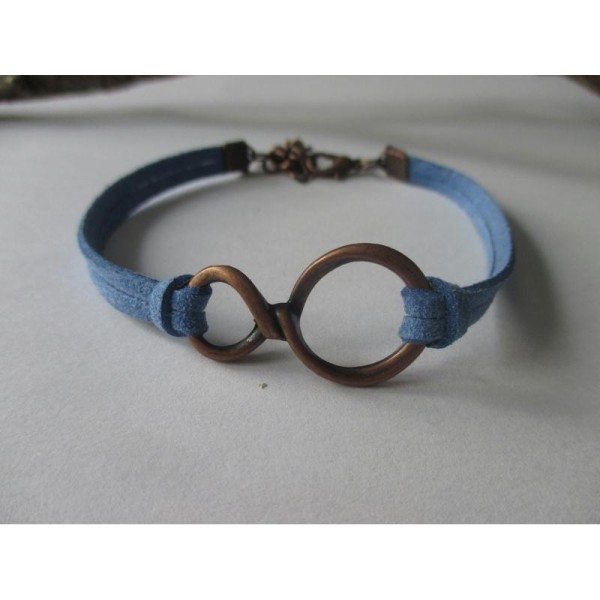 Kit bracelet suédine bleu jean et lien cuivre - Photo n°1