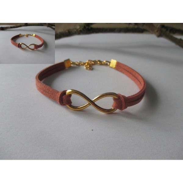 Kit bracelet suédine rousse et lien doré - Photo n°1