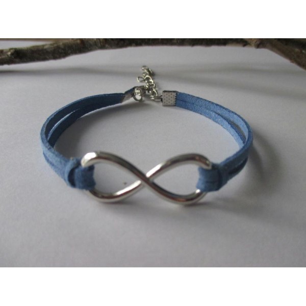 Kit bracelet suédine bleu jean et lien platine - Photo n°1