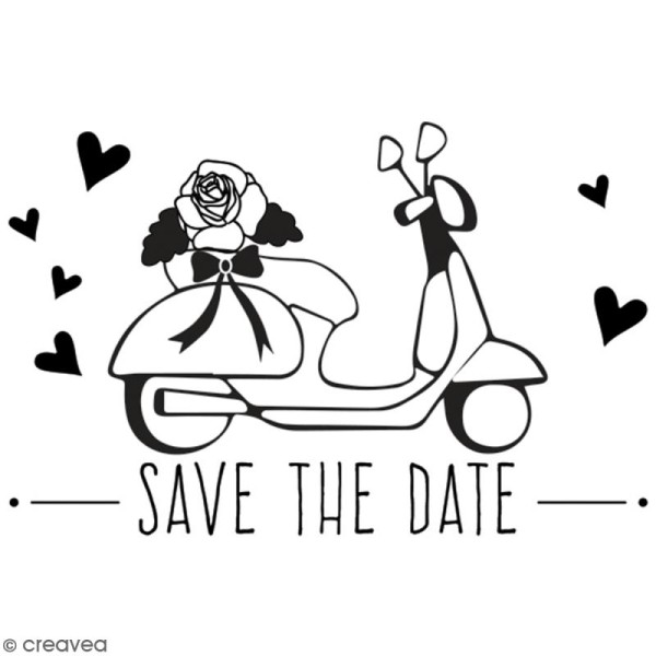 Tampon en bois Aladine - Scooter Save the date - 6 x 4 cm - Photo n°1