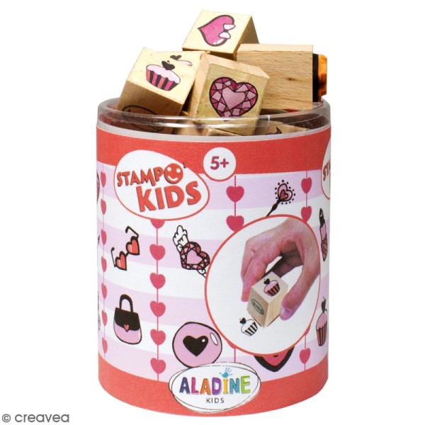 Kit de tampons Stampo kids - Coeurs - 16 pcs - Photo n°1