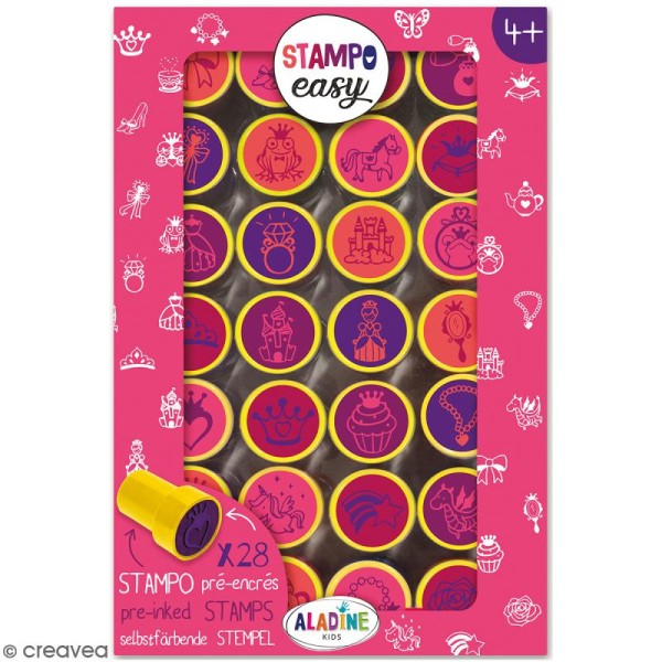Kit de tampons enfant pré-encrés Stampo Easy - Princesse - 28 pcs - Photo n°1