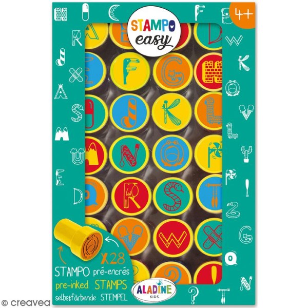 Kit de tampons enfant pré-encrés Stampo Easy - Alphabet - 28 pcs - Photo n°1