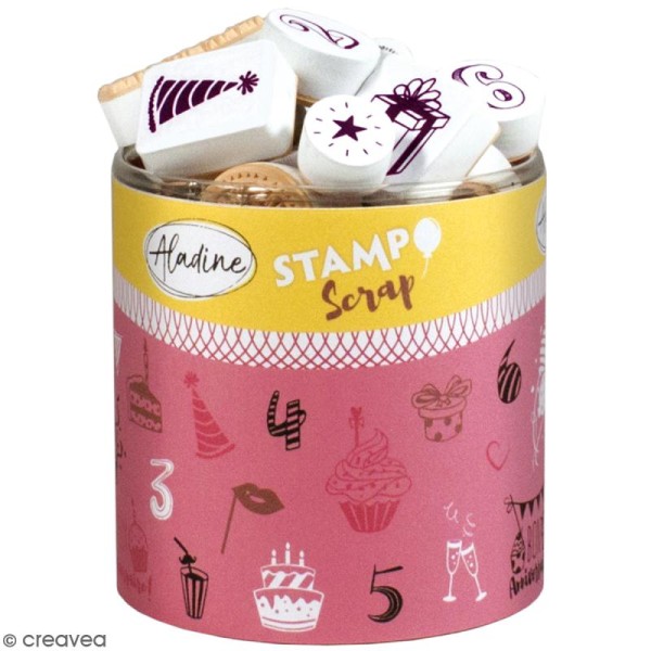 Kit de tampons Stampo Scrap - Joyeux anniversaire - 36 pcs - Photo n°1