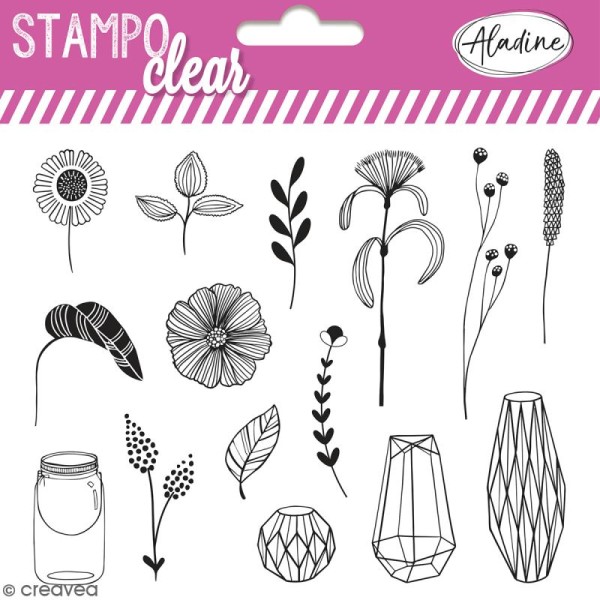 Tampon clear Aladine - Plantes  - Planche 14,5 x 12 cm - 15 Stampo'clear - Photo n°1