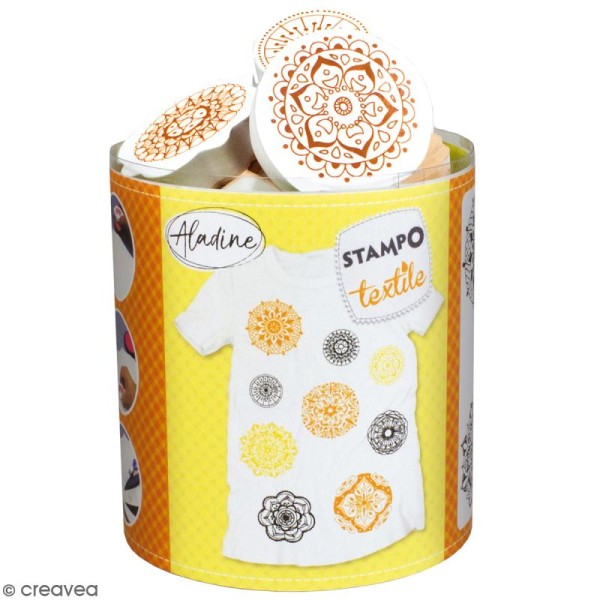 Stampo'textile - Kit tampon et encreur Izink - Mandala - 10 pcs - Photo n°1