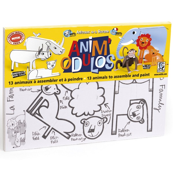 Kit créatif enfant Animo'dulos - Animaux de la savane - 13 pcs - Photo n°1