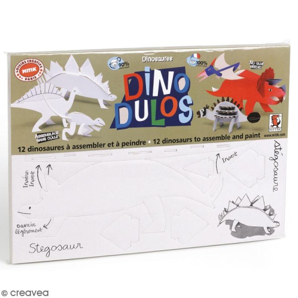 Dino'dulos Puzzle 3D en carton à monter et à décorer - Dinosaures - Photo n°1