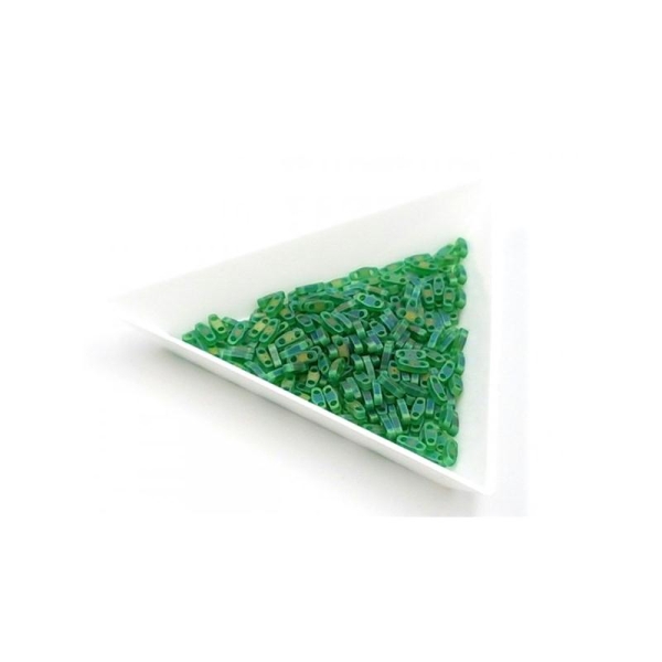 5 Grammes De Perles Miyuki Quarter Tila Beads Qtl-0146fr Matted Transp Green Ab - Photo n°1