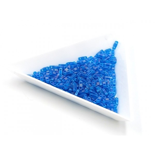 5 Grammes De Perles Miyuki Quarter Tila Beads Qtl-0149fr Matted Transp Capri Blue Ab - Photo n°1
