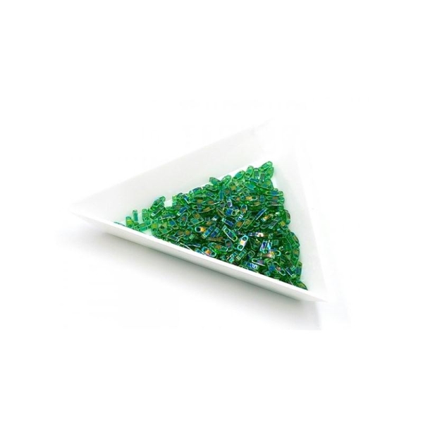 5 Grammes De Perles Miyuki Quarter Tila Beads Qtl-0179 Transp Green Ab - Photo n°1