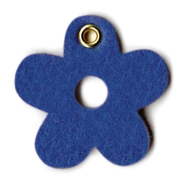 Fleur en feutrine 4.5 cm bleu x8 - Photo n°1