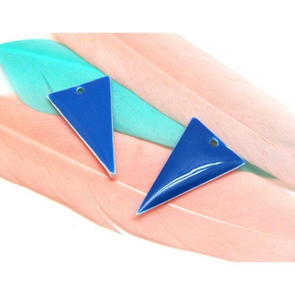 2 Sequins Grands Triangles émail Bleu Marine – 22*13 mm - Photo n°1