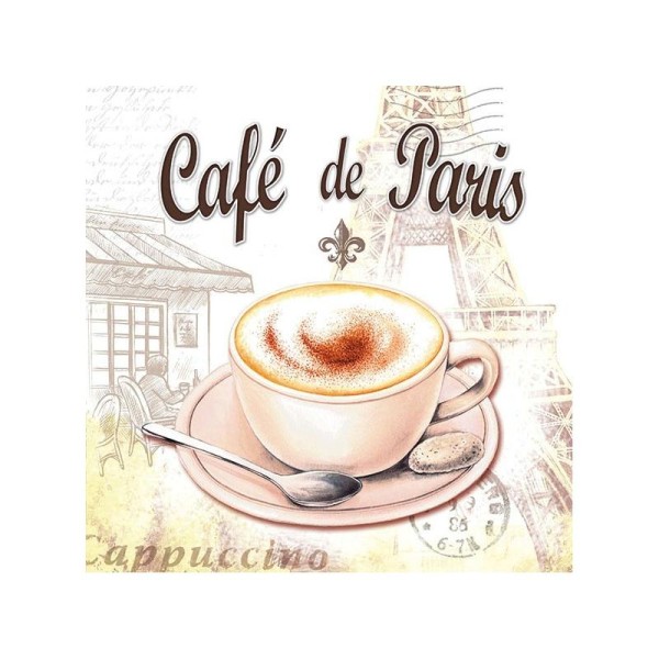 4 serviettes en papier découpage collage 33 cm CAFE DE PARIS D102 - Photo n°1